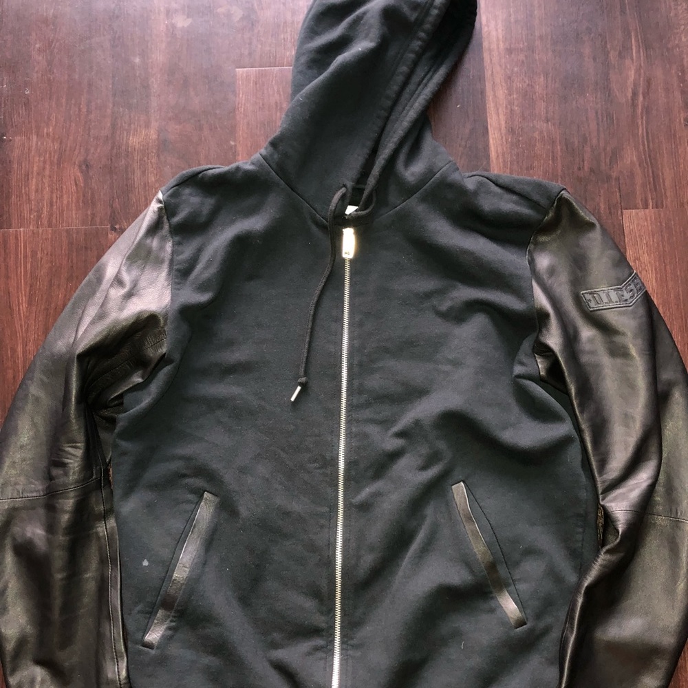 Men’s Diesel hoodie with leather sleeves